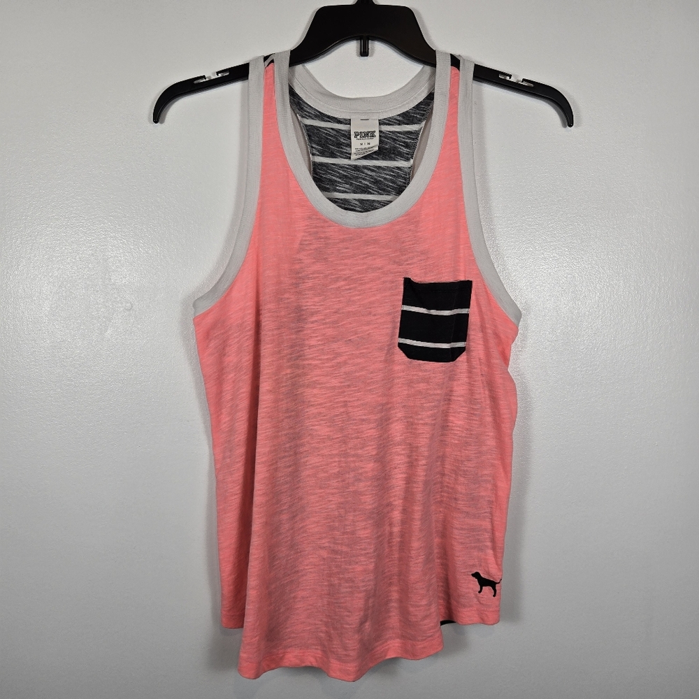 PINK Victoria's Secret Lightweight Cotton Blend Racerback Tank Top Size Medium